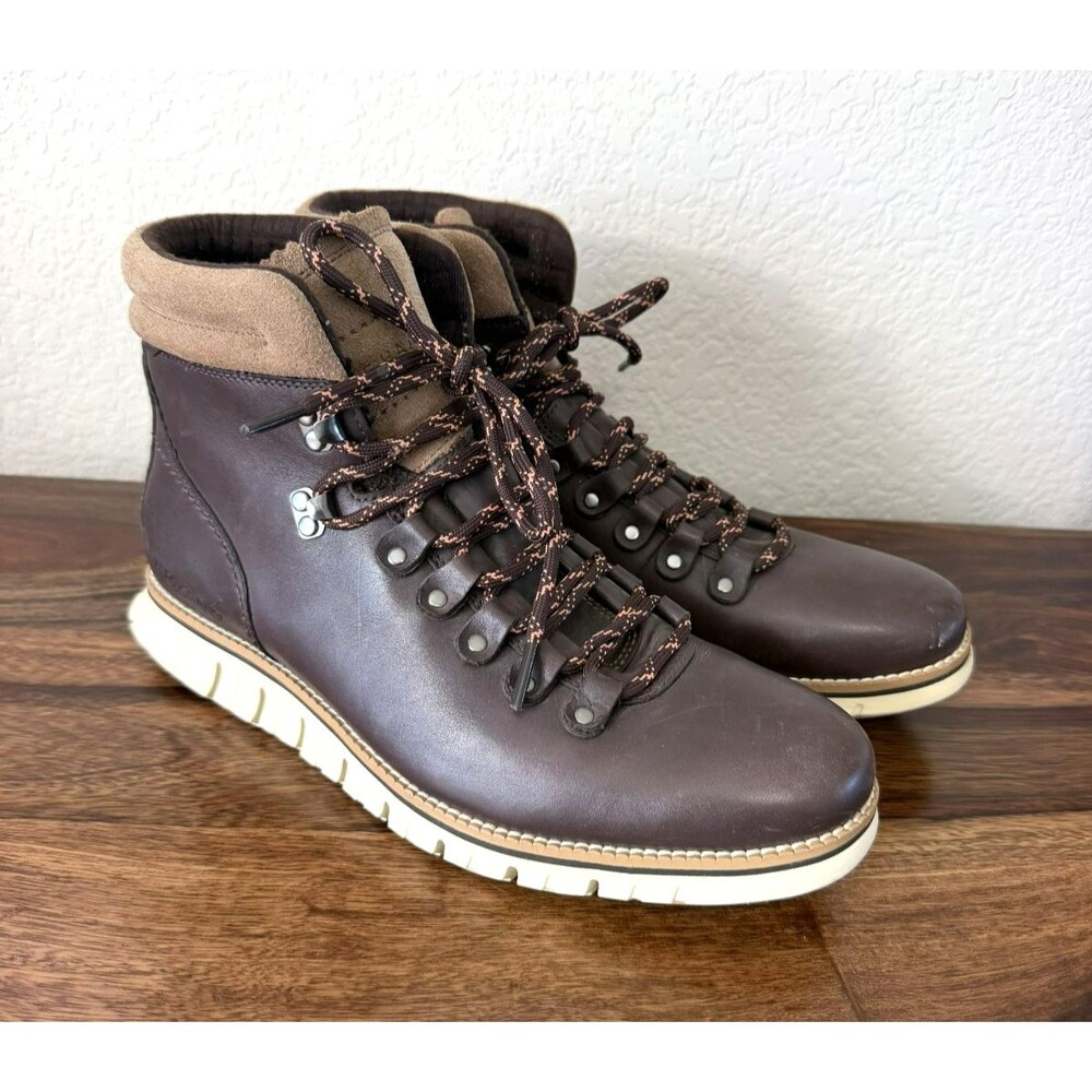 Cole Haan ZEROGRAND Boots Mens 8.5 Brown Leather Waterproof Hiking Ankle C35245